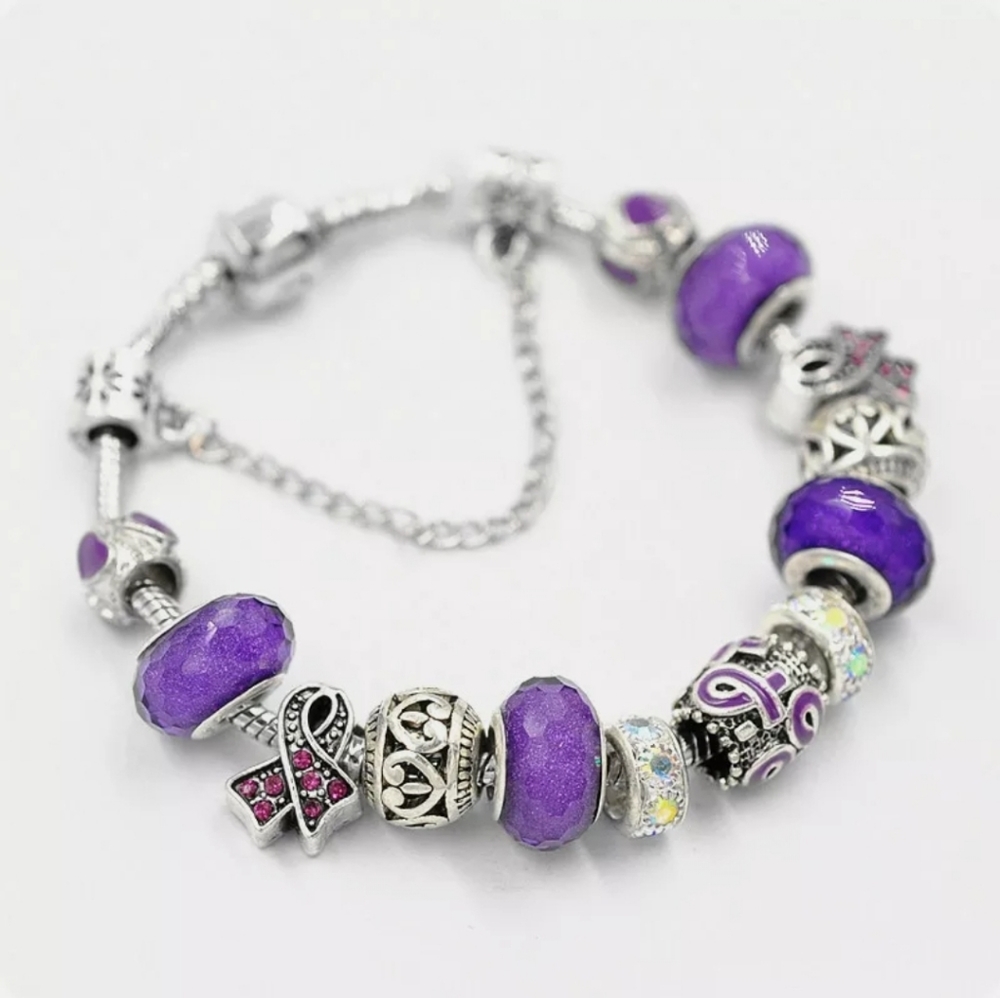 Purple beads Charm Bracelet